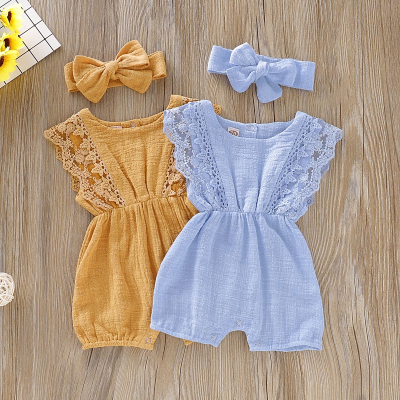 Ins Children's Clothing 2021 Summer European and American Sheath Baby Romper Girl's Jumpsuit Thin Breathable One-Piece Romper Cotton Baby Clothes