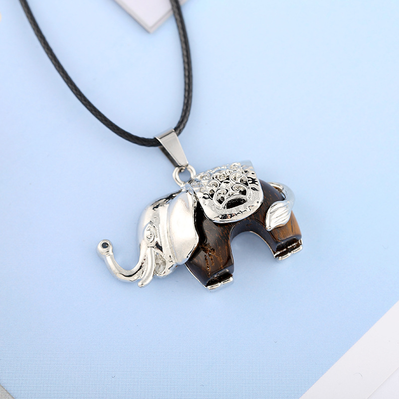 韩国简约百搭项坠 银色水晶项圈锁骨链 大象女士毛衣链定制