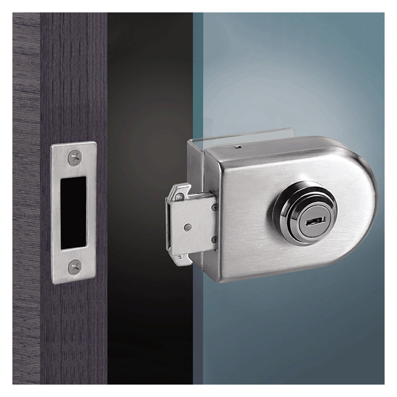 专业定制双门锁玻璃门锁免开孔不锈钢玻锁双开玻璃锁推拉门锁