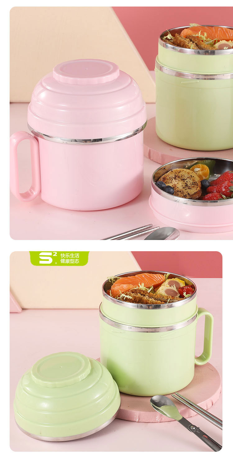 304不锈钢学生食堂饭盒上班族便当盒餐具成人双层快餐杯带盖餐盒