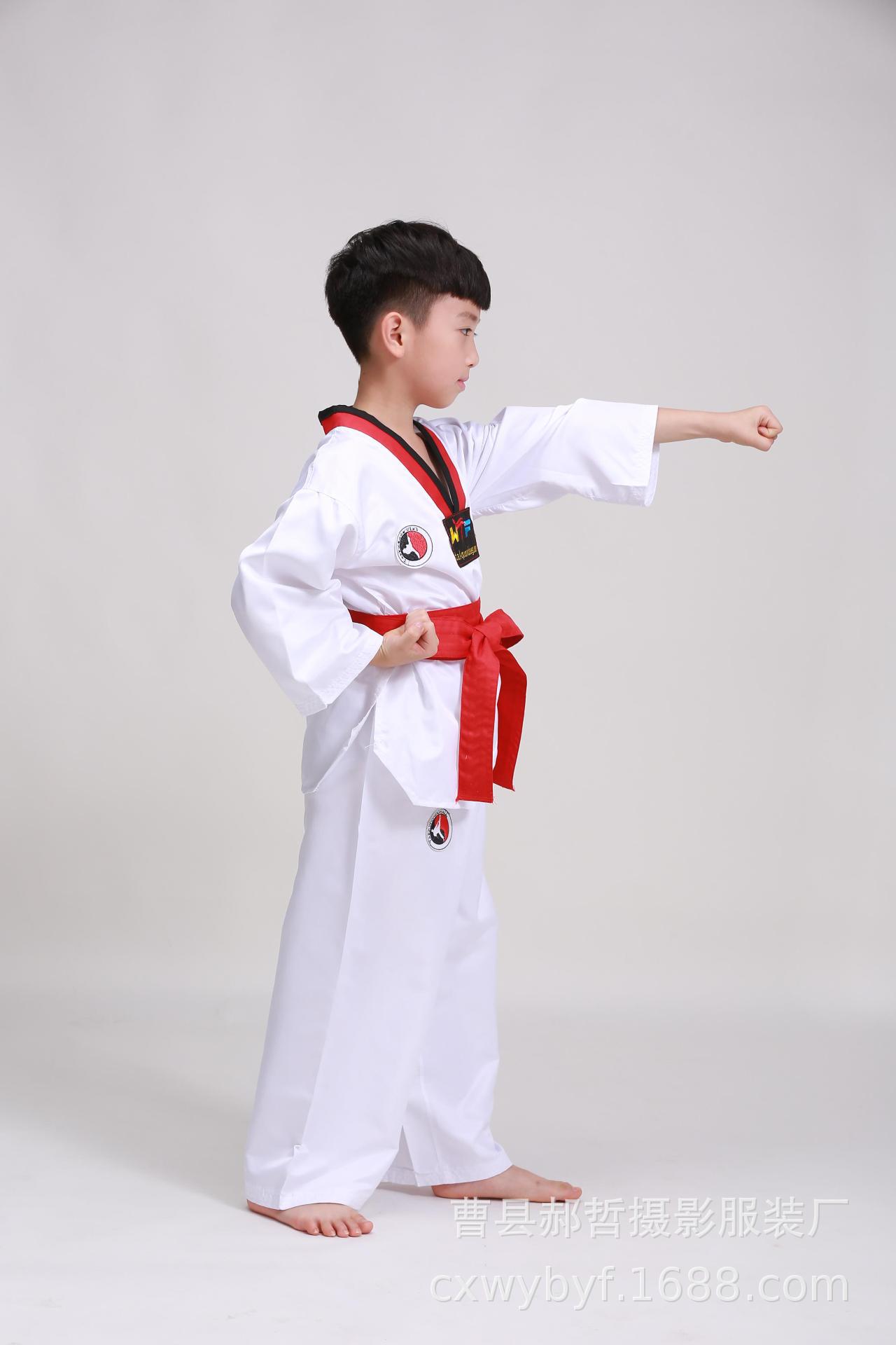 龙拳小子林秋楠儿童纯棉跆拳道服长短袖男女初学者衣训练服装夏款