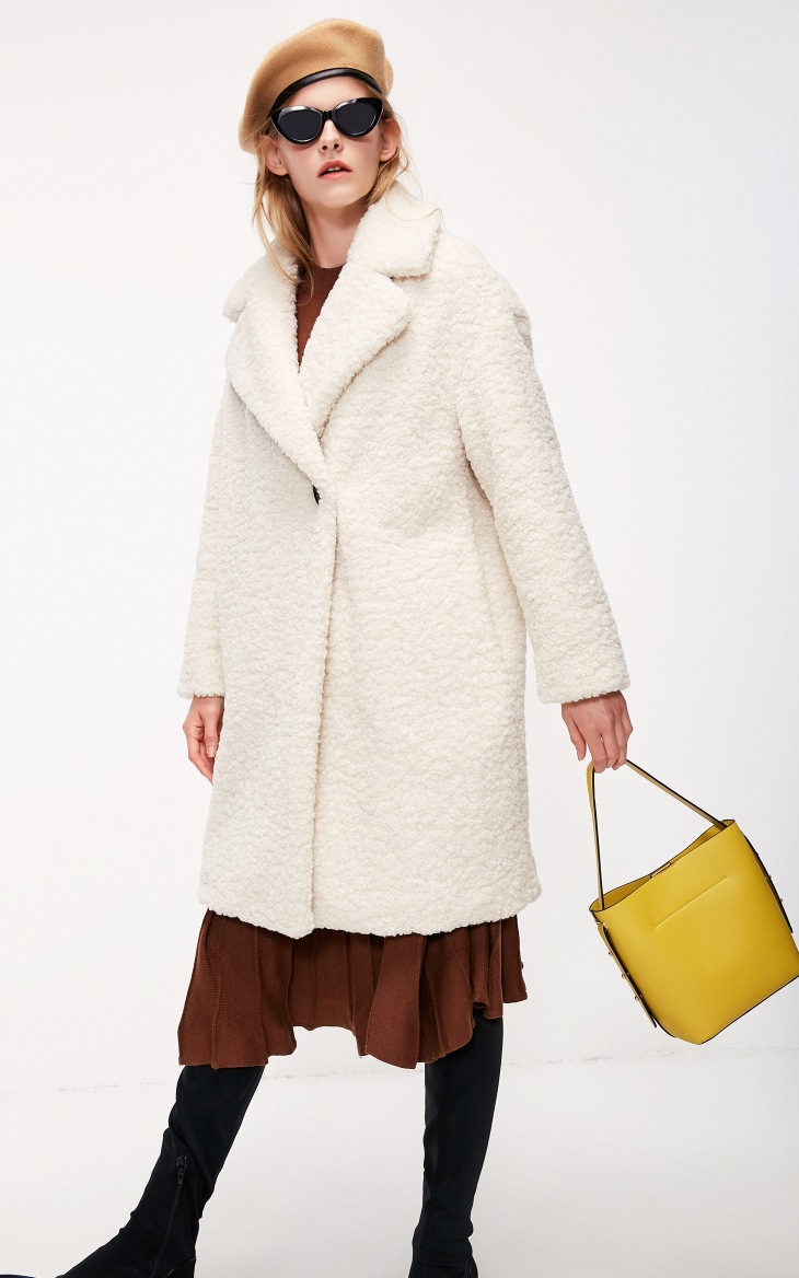 2019秋冬新款羊绒女颗粒绒大衣皮毛一体仿皮草女装