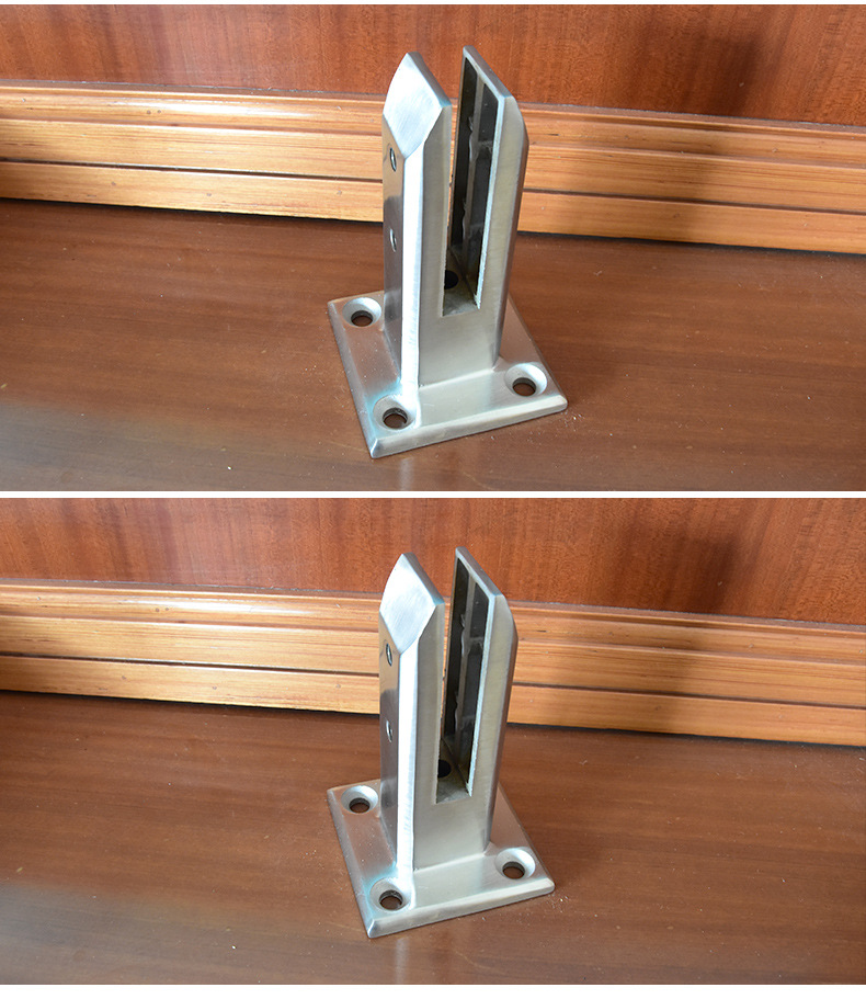 不锈钢游泳池玻璃夹立柱免开孔底座沙滩落地玻璃支架浴室固定夹