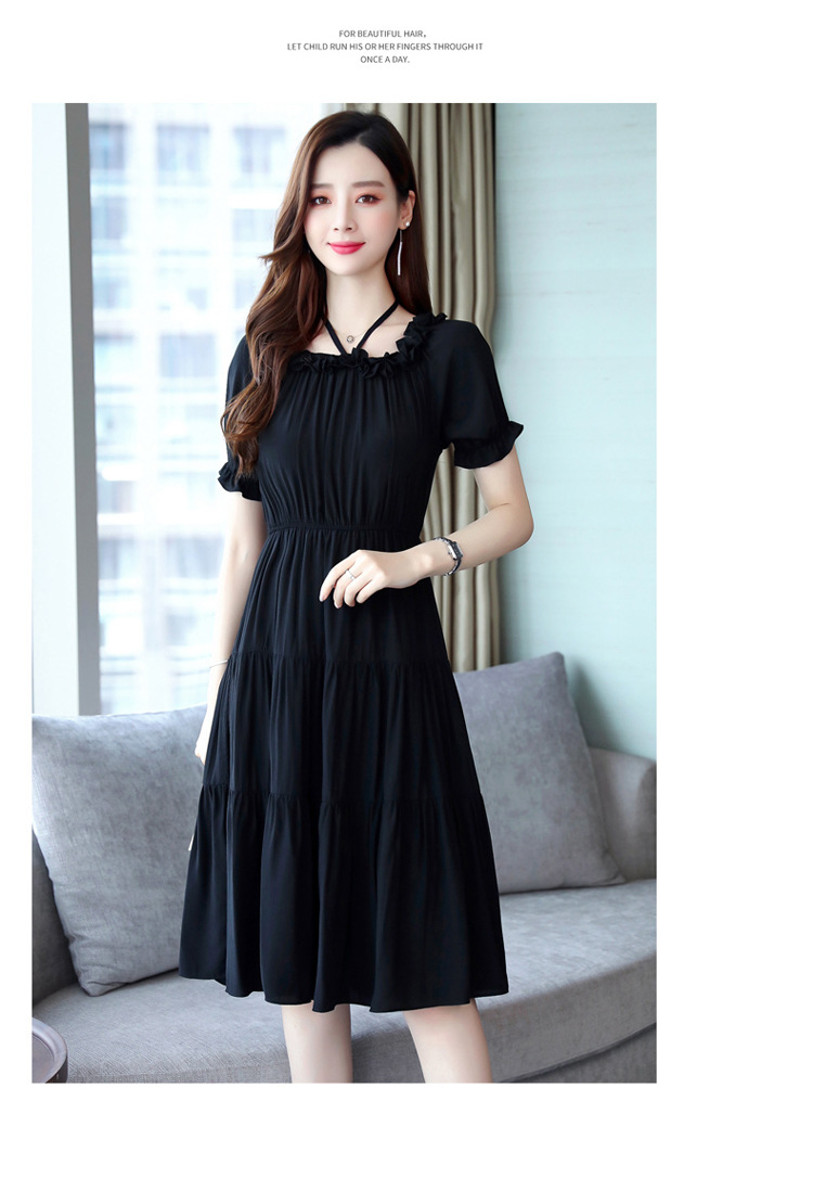 红色裙子夏季气质成熟收腰显瘦泡泡袖仙大裙摆拼接甜美中长款裙子