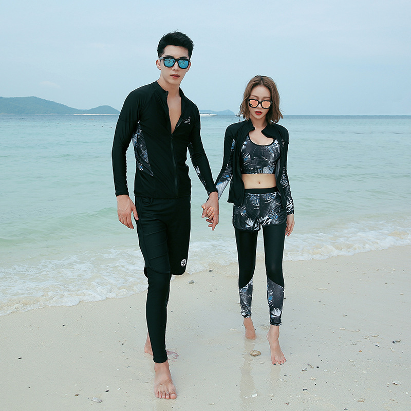 Diving Suit Women's Dive Skin Slimming Snorkeling Long-Sleeved Swimsuit Two-Piece Suit Couple Surfing Suit Men's Swimsuit South Korea