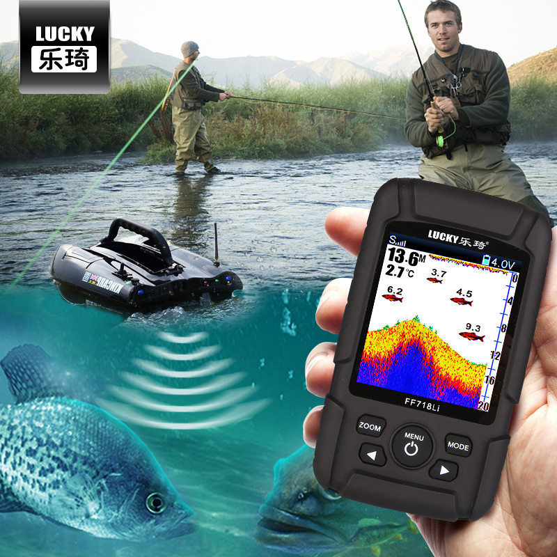 跨境货源乐琦探鱼器无线声纳彩屏智能鱼探测器中文可视高清探鱼器