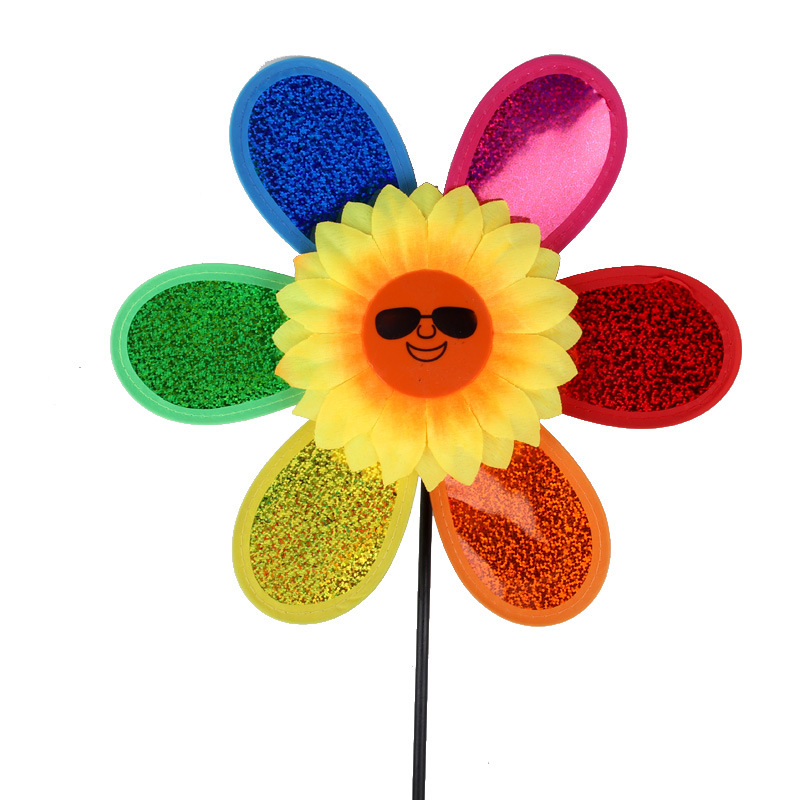 大号葵花风车 儿童七彩亮片大风车户外传统风车玩具广场玩具批发