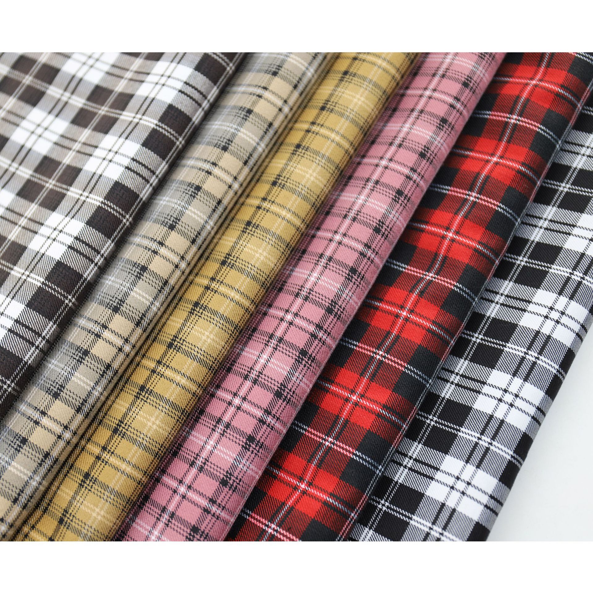 tr弹力色织斜纹格子布jk制服百褶短裙时装休闲外套装饰布面料现货