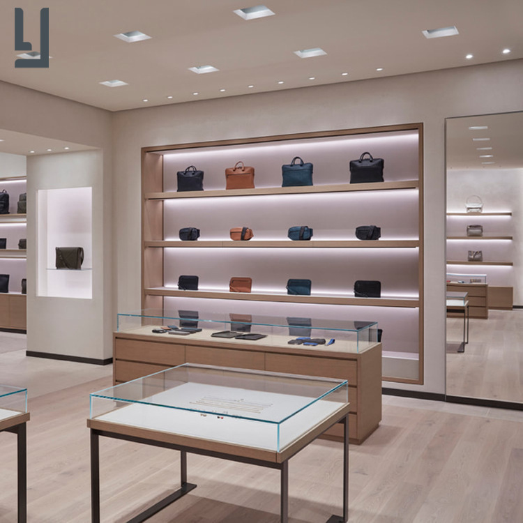 高档奢侈品展柜包包展示柜木质墙柜包包玻璃展示柜透明精品中岛柜