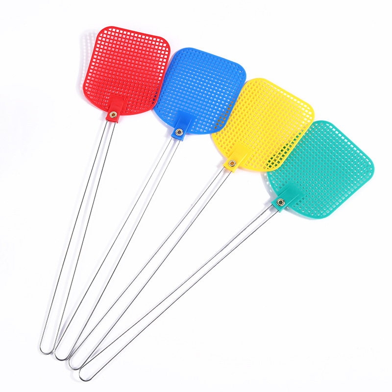 hot sale creative household daily necessities iron wire handle plastic hollow mesh fly swatter mosquito swatter multi-color