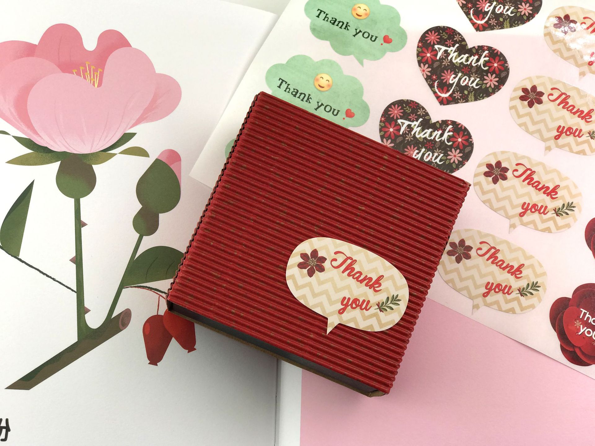 现货爱心礼物饼干烘焙封口贴 礼盒谢谢你贴纸卷 thank you感谢贴