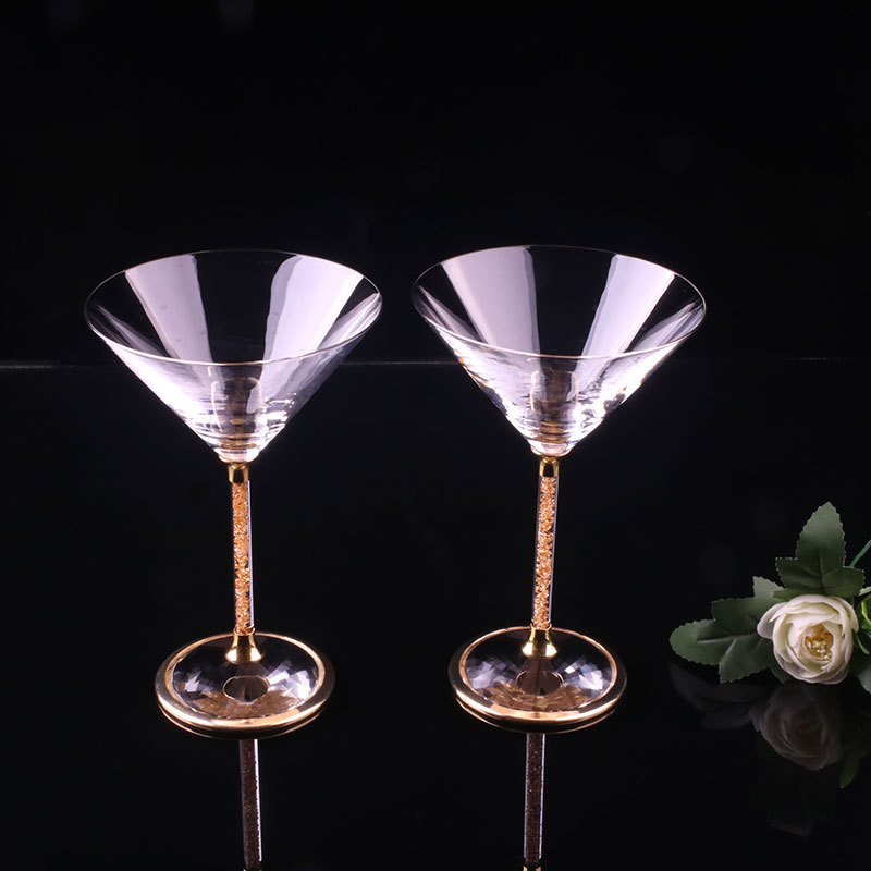 24k金箔高脚鸡尾酒杯起泡酒杯 珠宝金店开业银行保险公司活动礼品
