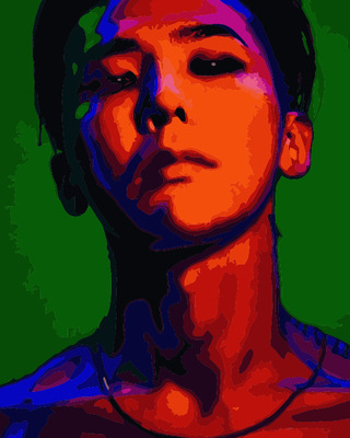 厂家批发40*50无框diy数字油画手工涂色画明星人物装饰画 权志龙