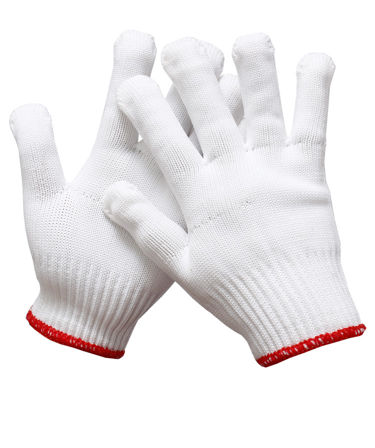 厂家白色尼龙劳保手套 加厚防滑耐磨透气针织劳保线手套600克尼龙