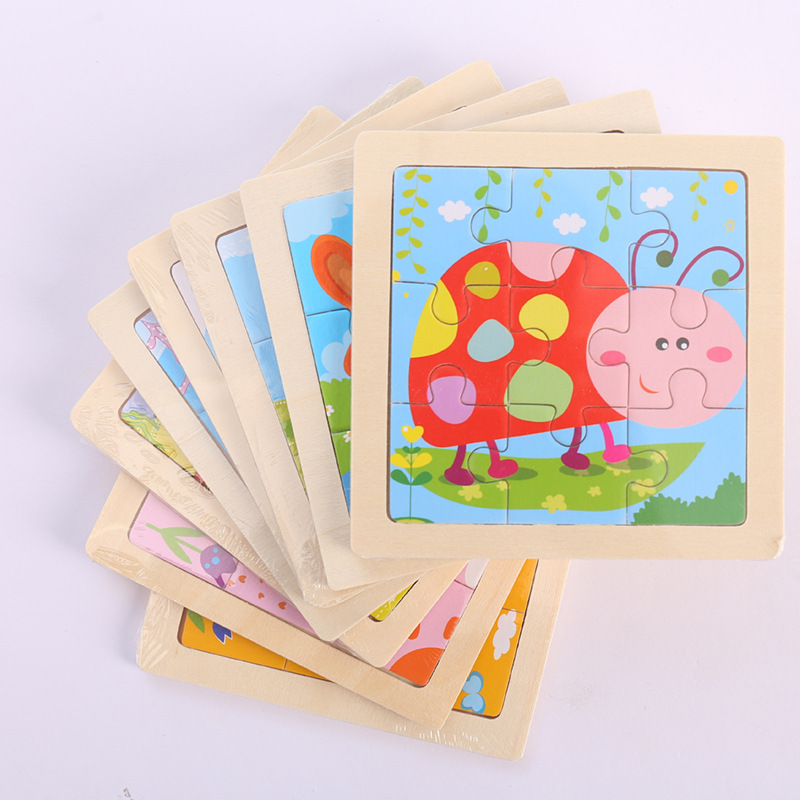 Creative 9-Piece Children's Wooden Puzzle 3-4-6 Years Old Baby Early Education Puzzle Boys and Girls Building Blocks Toys