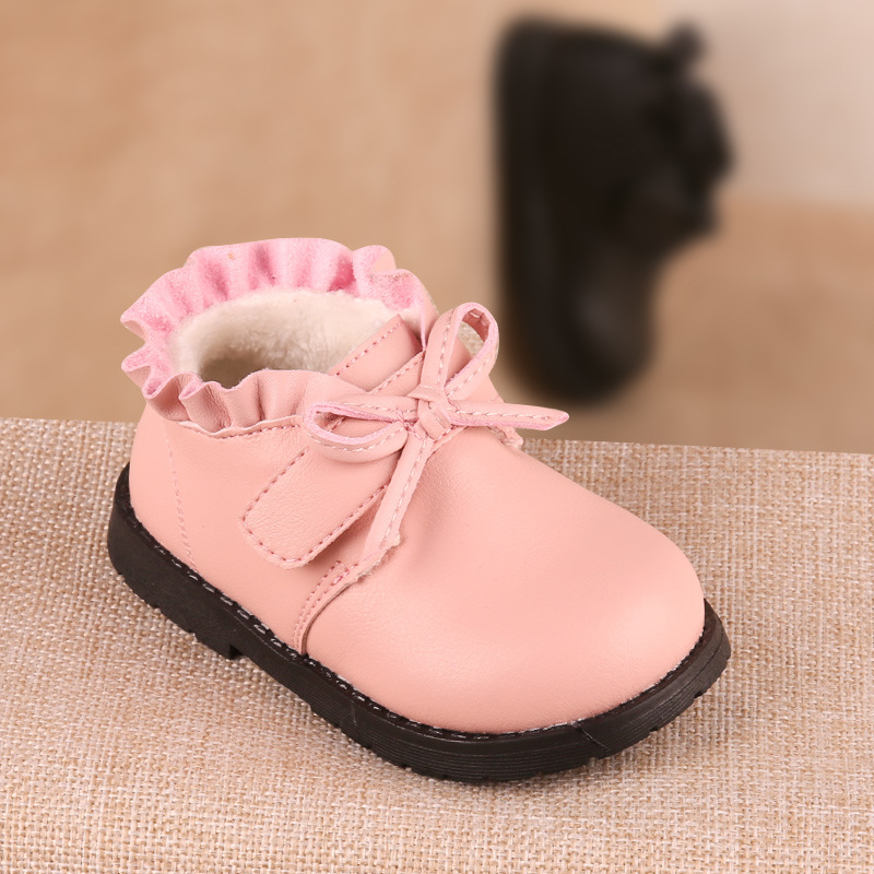 女童棉鞋儿童小公主鞋子女孩黑色保暖童鞋1-3-5岁女宝宝学步鞋冬