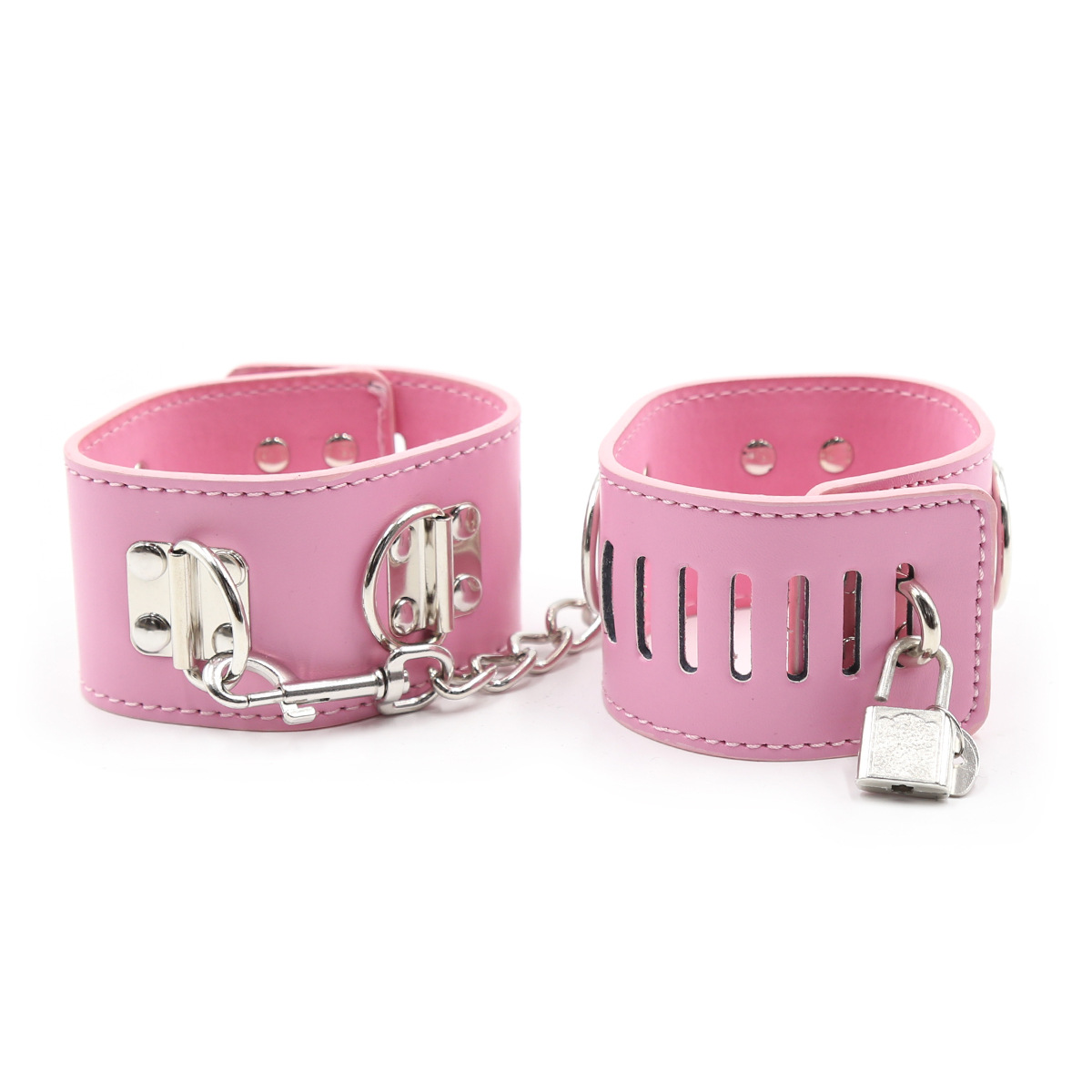 厂家直销sm成人情趣性用品铁片锁皮革手脚铐夫妻另类调教玩具脚镣