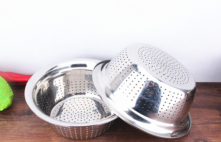不锈钢反边米筛 特厚无磁米筛 家用欧式反边沥水盆洗米洗菜多用盆