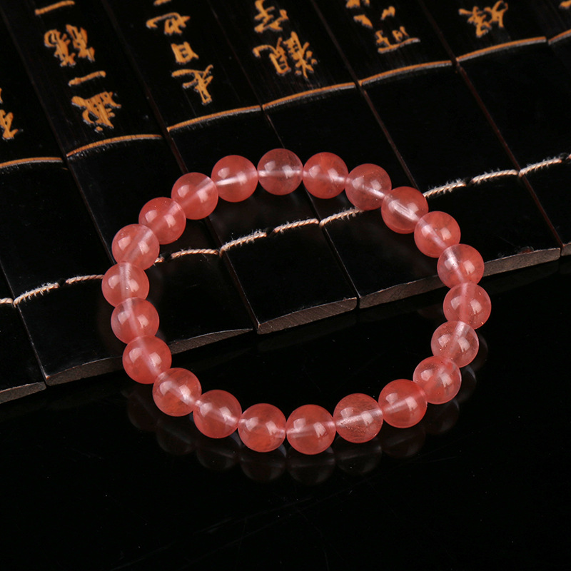 新款手链_新款西瓜红石珠手工串珠手环时尚淑女文艺手饰搭可爱