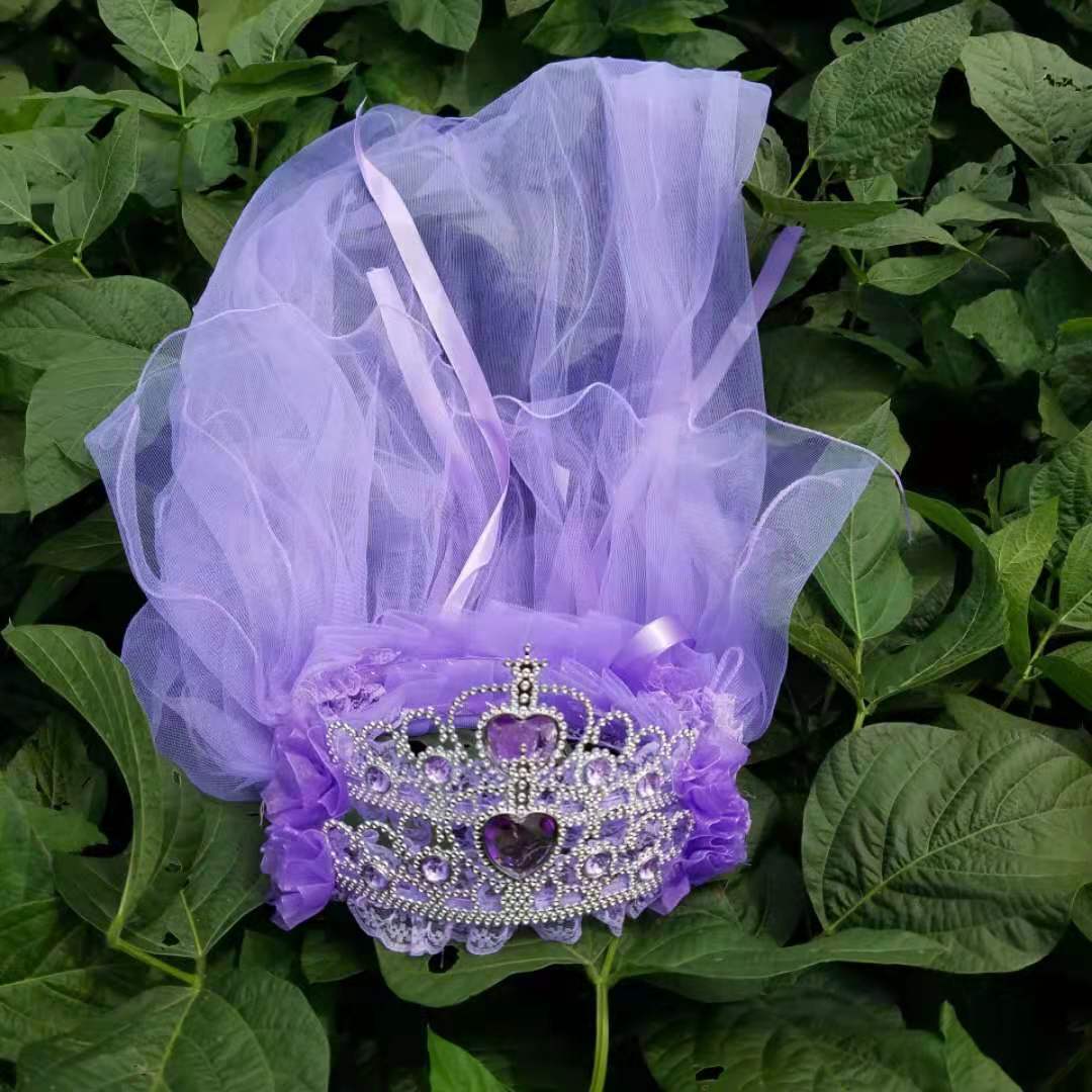 儿童皇冠头纱新款公主蕾丝头纱新娘发饰景区热卖表演拍摄写真道具