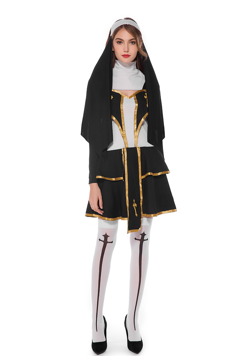 万圣节服装性感修女衣服成人话剧圣母玛利亚牧师服化妆舞会演出服
