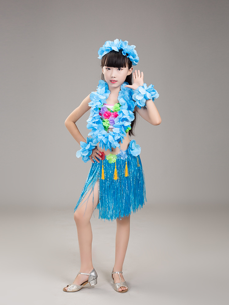 儿童夏威夷草裙套装女童环保服装幼儿草裙舞服装道具表演服海草舞