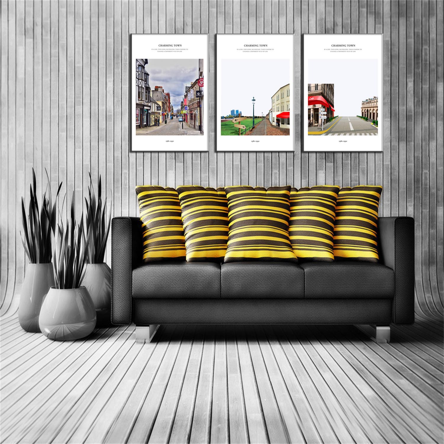 City Landscape Oil Painting Spray Painting Printing Painting Hanging Painting Decorative Painting Living Room Hanging Painting Restaurant Hotel Wall Mural Triple