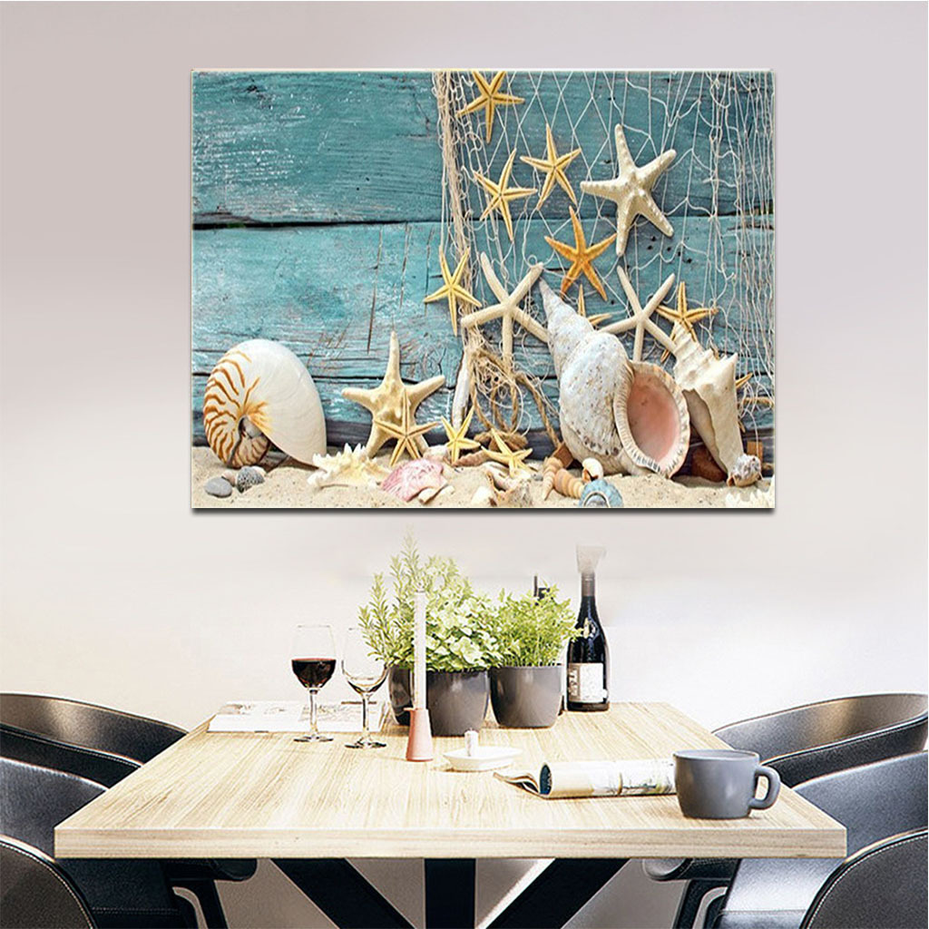 新款5d钻石画 海洋系列海螺海星装饰画满钻 亚马逊爆款