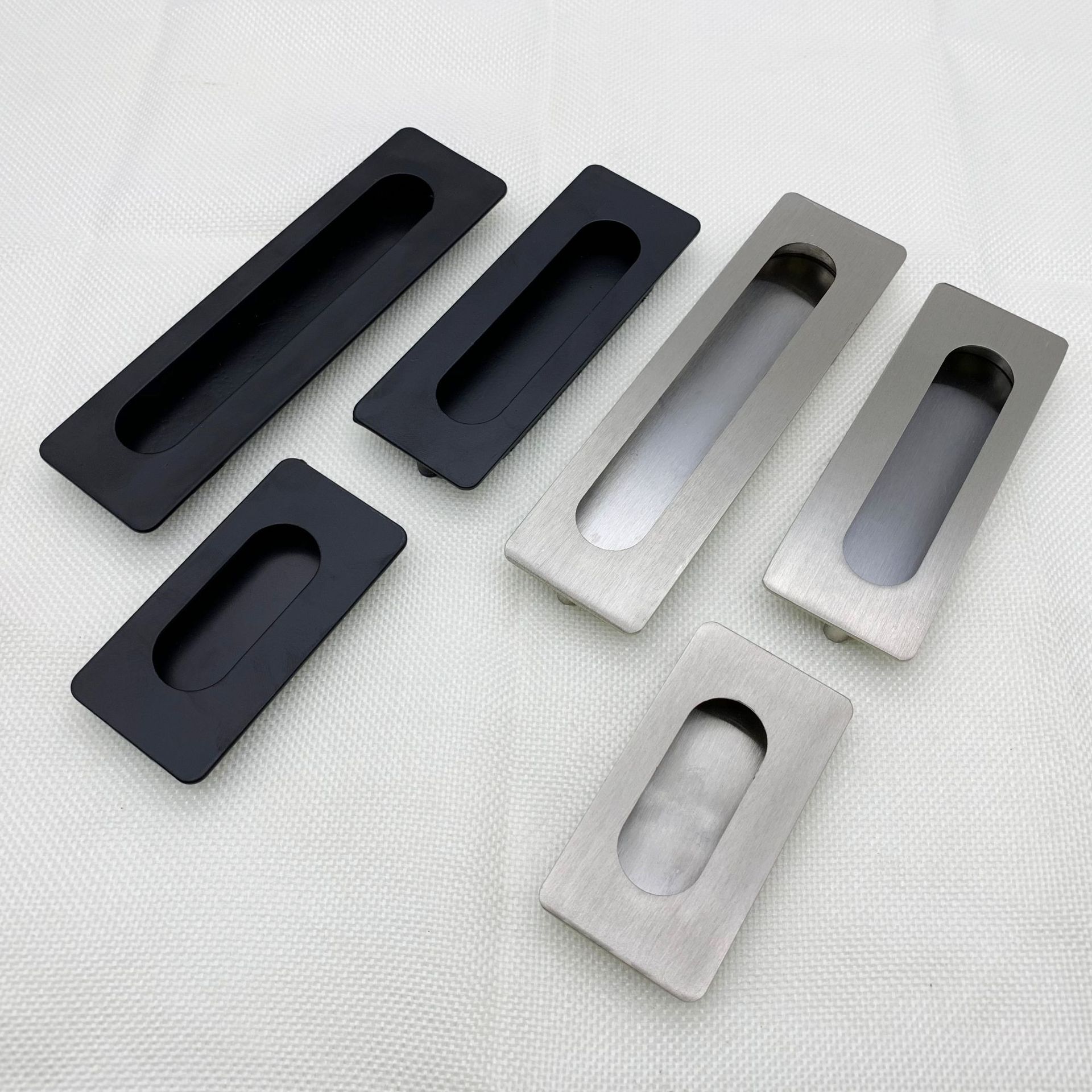 6003平面暗拉手嵌入式隐形抽屉暗装扣手开槽黑色暗拉手橱柜推拉门