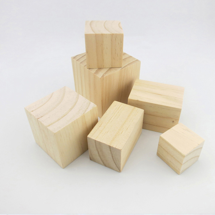 创客木工坊diy建筑模型材料松木方正方形积木木块装饰用小木方块