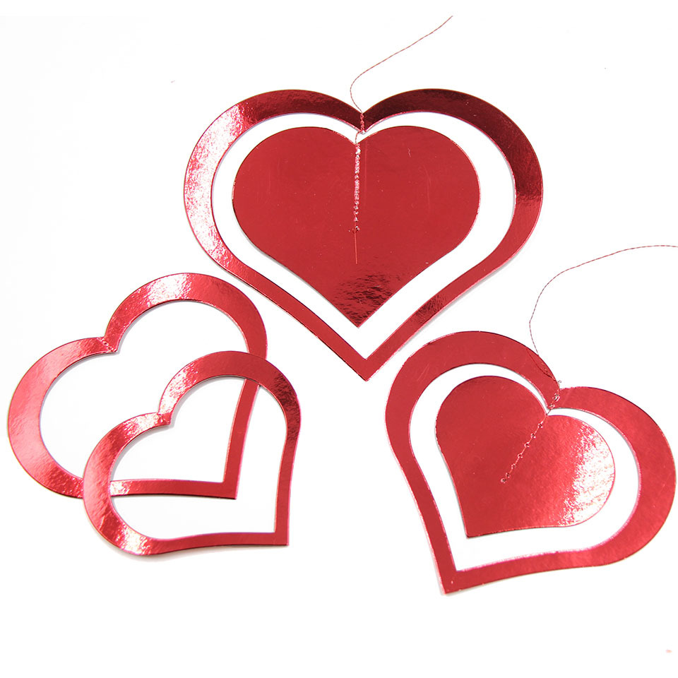 创意心形挂饰 爱心悬吊挂件纸片桃心吊饰生日婚礼派对装饰7件套装