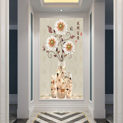 现代简约玄关装饰画过道走廊大厅竖版客厅房间简欧新款壁墙画壁纸