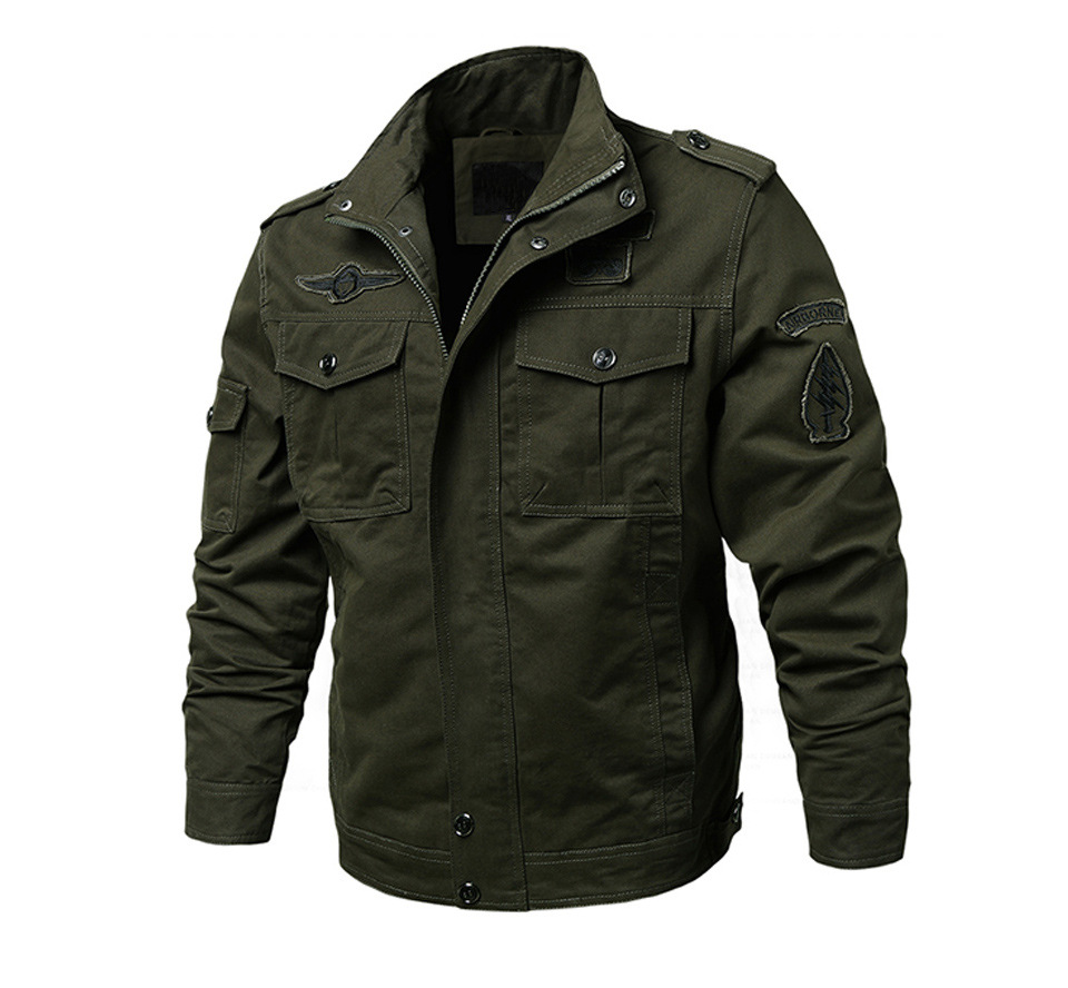 欧美站纯棉水洗飞行夹克男休闲薄款空军一号军工装加肥加大码外套