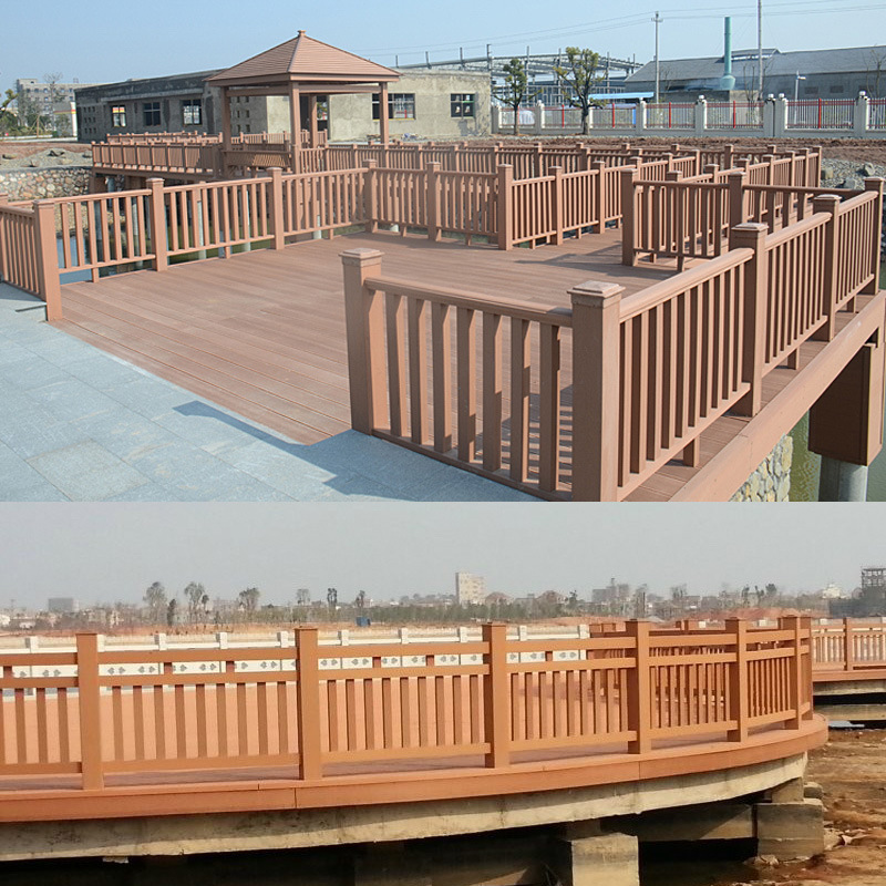 户外景观塑木护栏栈道平台防裂防腐木塑扶手栏杆公园水上凉亭护栏