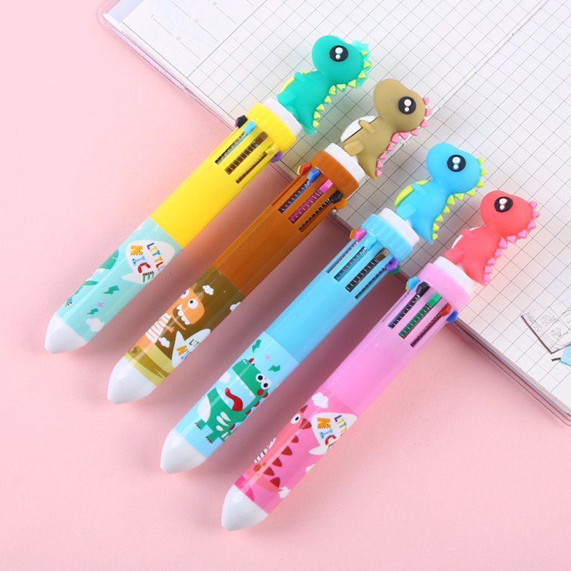 Unicorn Cartoon Flamingo Bubble Dragon Cute Porket 10 Color Press Creative Multi-Color Pen Plastic Ball-Pen