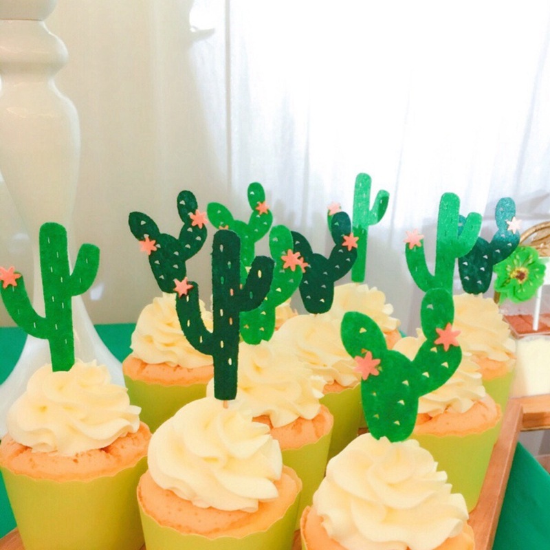 无纺布仙人掌植物蛋糕装饰 森系甜品台生日节庆蛋糕烘焙装扮用品