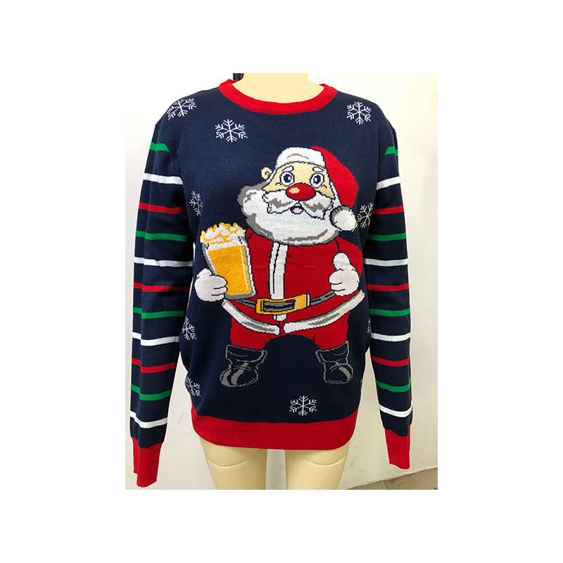 Foreign Trade Snowflake Knitted Christmas Sweater Loose Santa Claus Sweater European and American Women's Clothing Christmas Sweater Export
