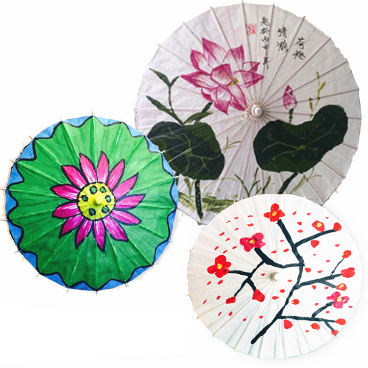 大中小号儿童diy空白油纸伞工艺伞白色幼儿园美术绘画伞手绘手工