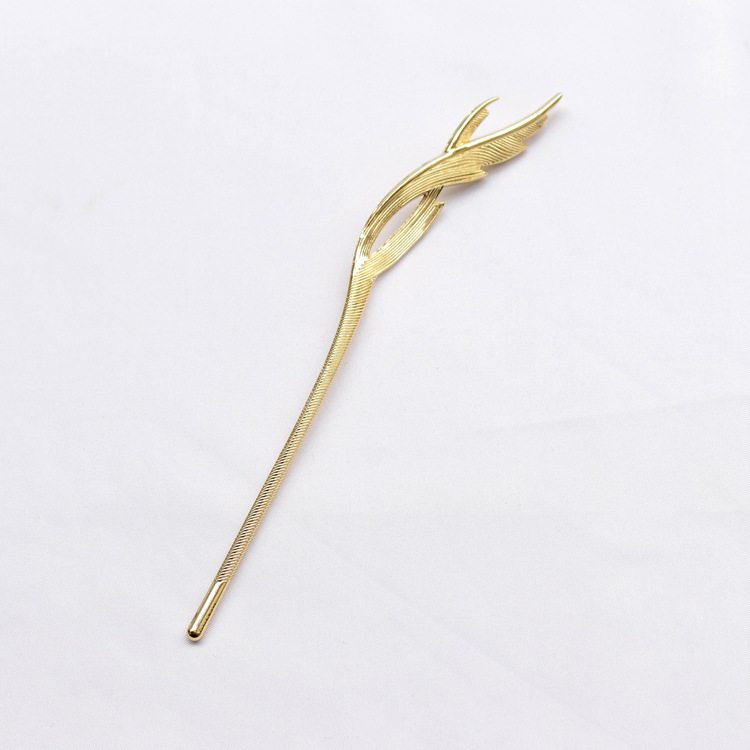 锦觅杨紫同款发簪发饰寰谛凤翎簪子丸子头盘发合金电镀羽毛发钗