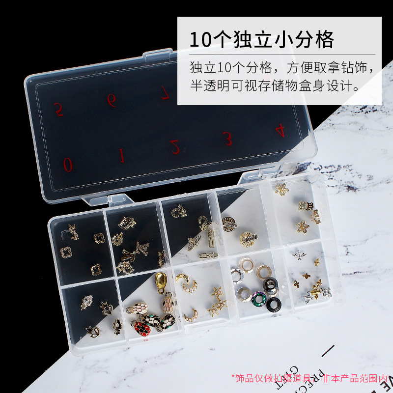 Nail Beauty Tool Box 500P Nail Tip Box Small Plastic Box Storage Box Ornament Finishing Box Pp Box Wholesale