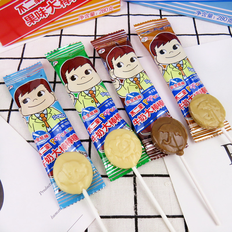 不二家果味大棒棒糖280g28支装学生糖果零食批零特价包邮