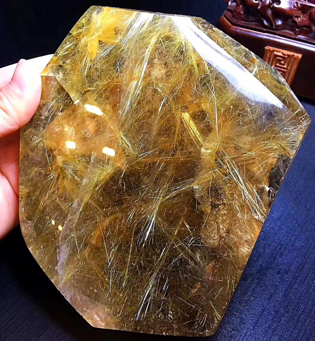 天然发晶钛晶花水晶原石 顺发裸石发晶花钛晶摆件