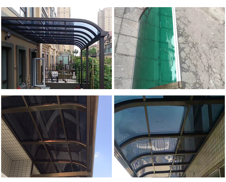 厂家直销阳台雨棚 窗户遮阳棚 pc耐力板雨蓬 户外露台透明挡雨棚