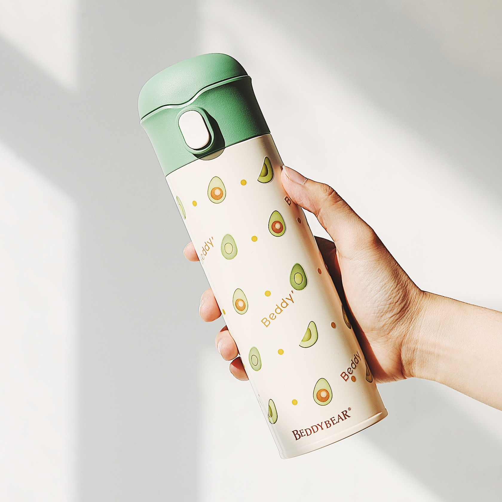 韩国杯具熊保温杯女士带吸管可爱网红少女清新牛油果大人水杯子