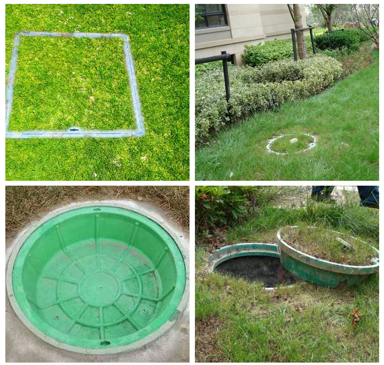 复合树脂smc片料草盆井盖绿化隐形圆形井盖花盆井圆700