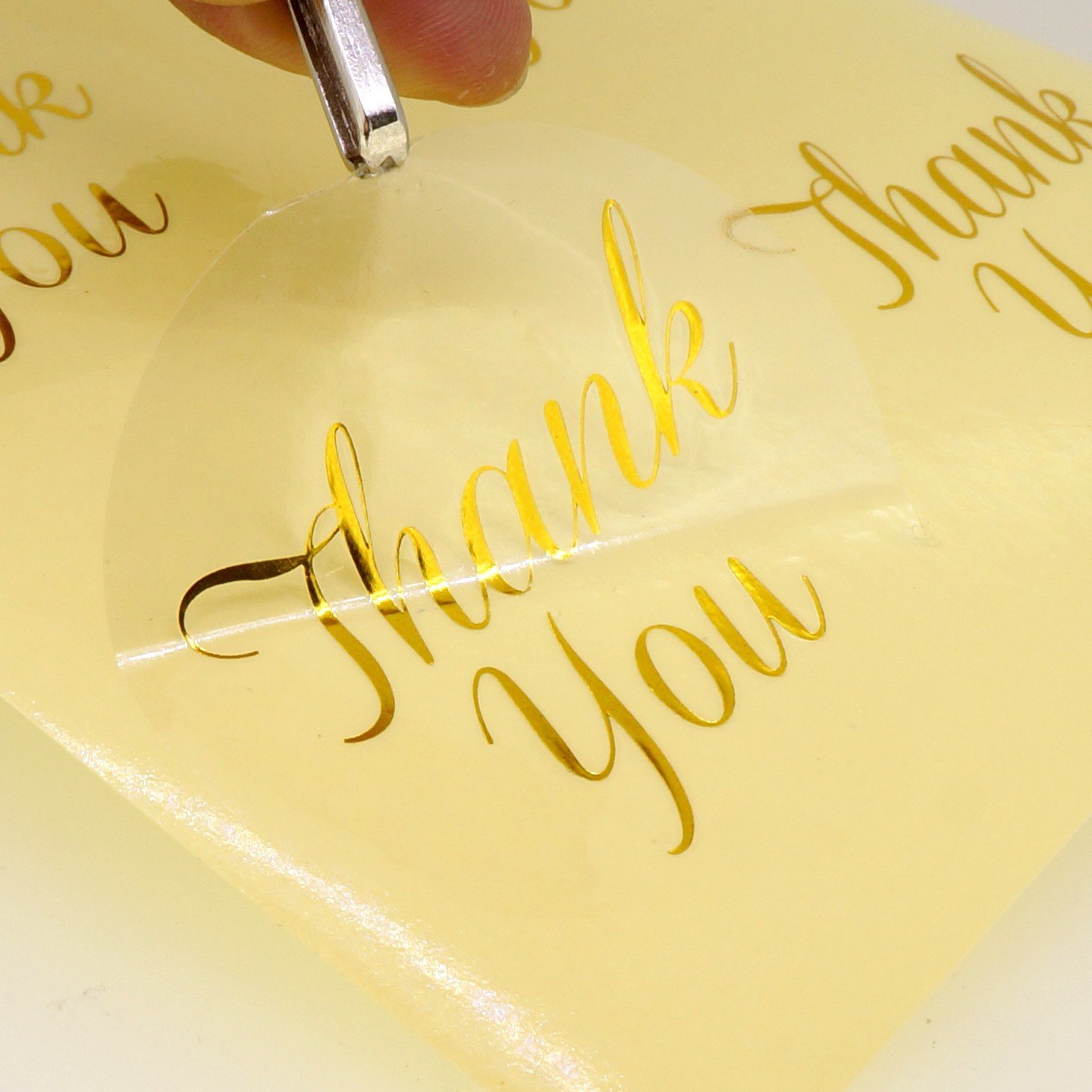 5英寸透明烫金贴纸 感谢标签包装封口信封明信片装饰厂家定制