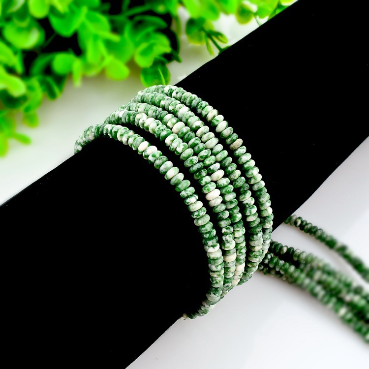 绿点石2*4mm算盘珠散珠批发石头抛光原石饰品配件手链毛衣链隔片