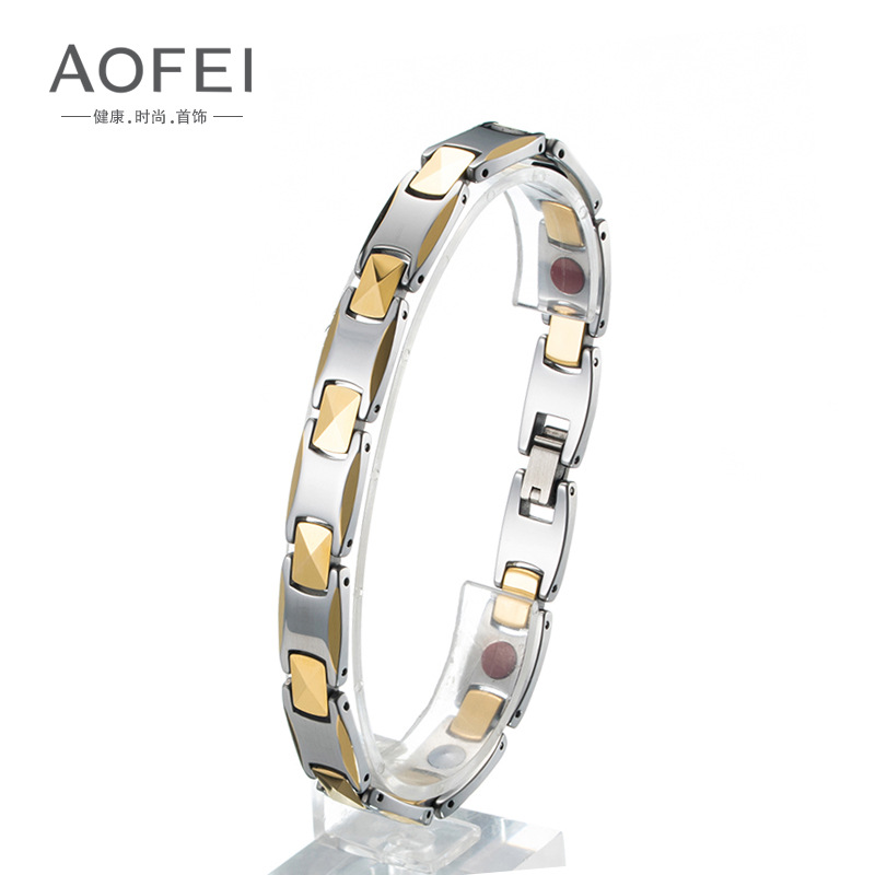 2021新品跨境货源钨钢手链负离子红外线锗石手链健康磁石锗手环