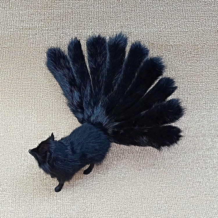 新款仿真九尾狐狸狐仙供奉毛绒玩具长尾巴狐狸
