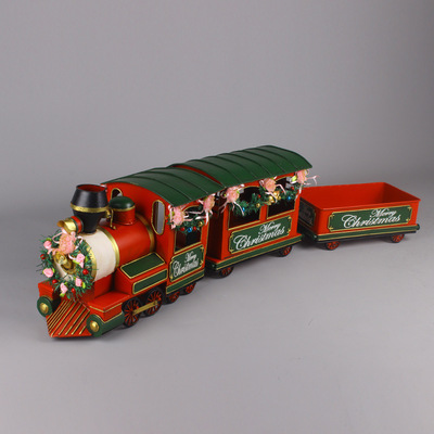 一件代发 铁皮大号圣诞节红色火车头模型 家居办公装饰 摆件礼品